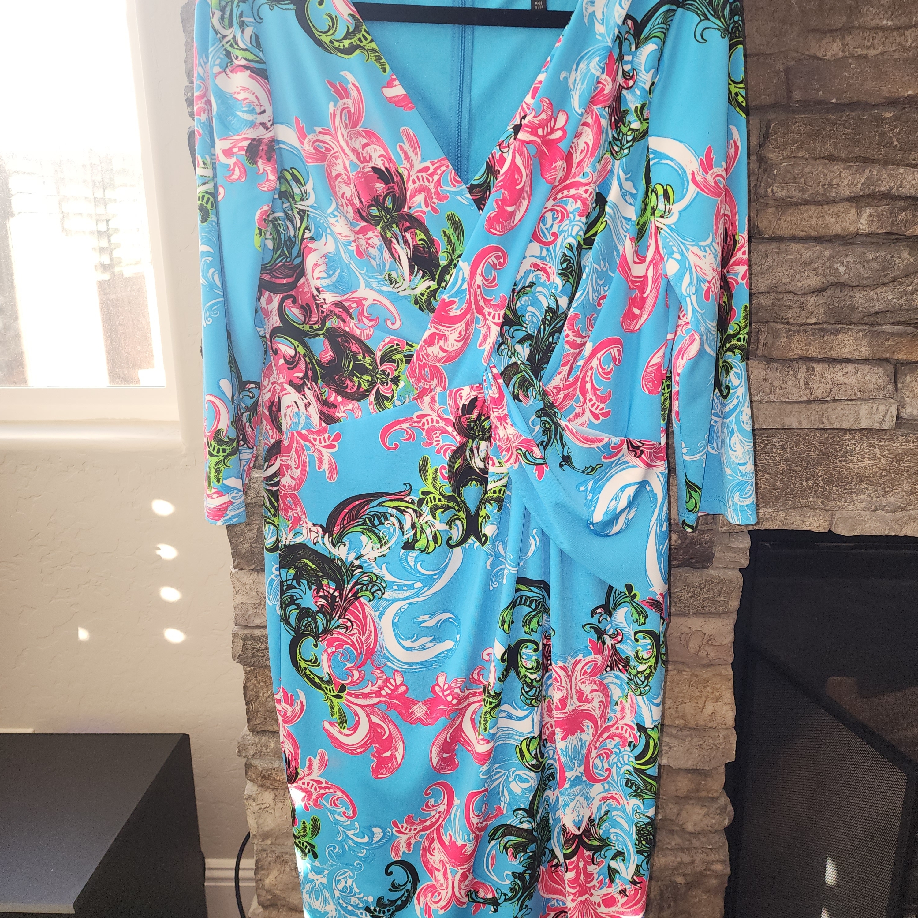 David Meister Blue And Green Dress David Meister Blue And Green Dress